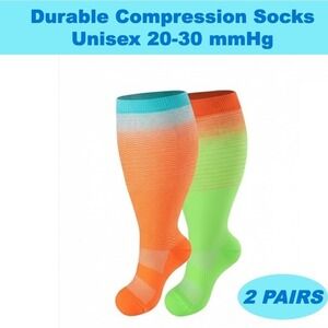 Unisex 20-30‎ mmHg Compression Socks 2XL Colorful Neon Gradient Medical 2 Pack